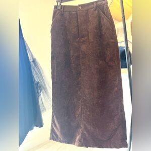Elegant Brown Corduroy Skirt
